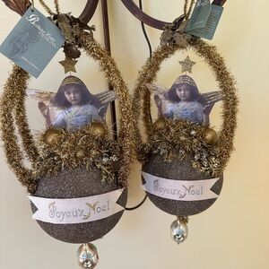 Pair of vintage Bethany Lowe ornament Christmas decorations.  18 inches long.